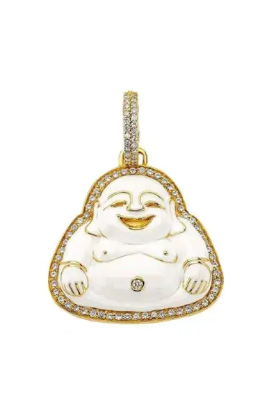 BUDDHA MAMA Medium White Enamel Buddha Pendant | Thumbnail 1
