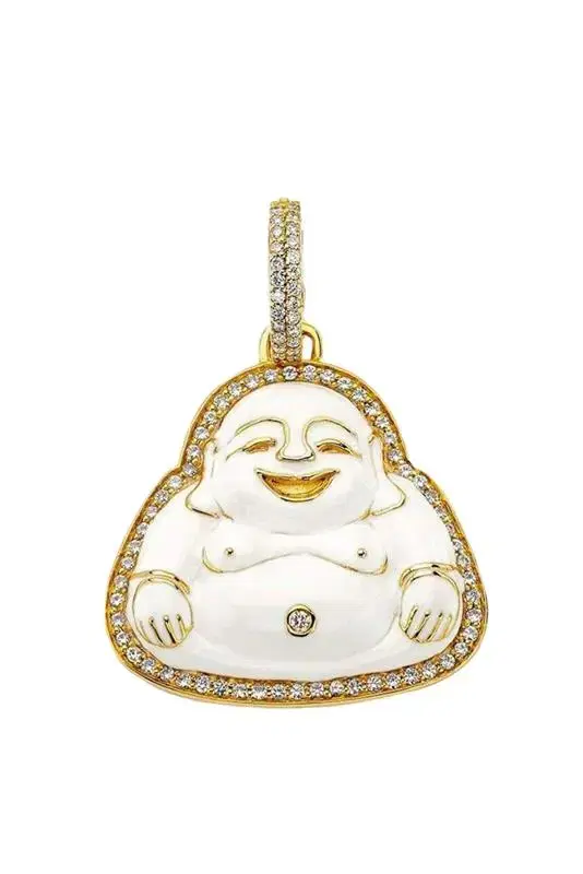 BUDDHA MAMA Medium White Enamel Buddha Pendant