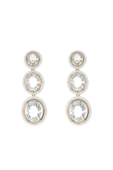 GOSHWARA Melange Three Tier White Agate Earrings | Thumbnail 1 GOSHWARA Melange Three Tier White Agate Earrings | Thumbnail 1