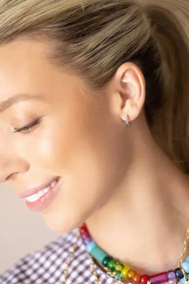 Robinson Pelham Midi Blue Sapphire Diamond Hoop Earrings | Thumbnail 2 Robinson Pelham Midi Blue Sapphire Diamond Hoop Earrings | Thumbnail 2