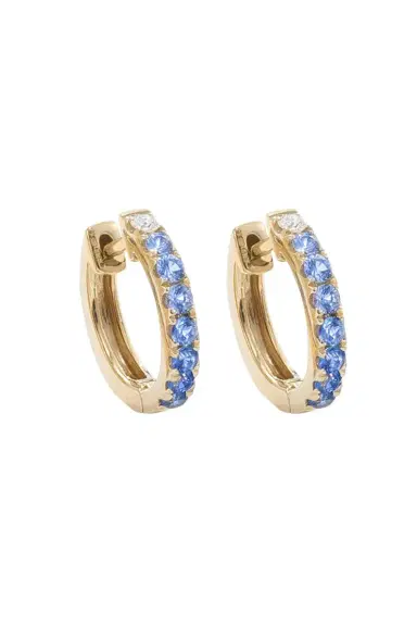 Robinson Pelham Midi Blue Sapphire Diamond Hoop Earrings | Thumbnail 1 Robinson Pelham Midi Blue Sapphire Diamond Hoop Earrings | Thumbnail 1