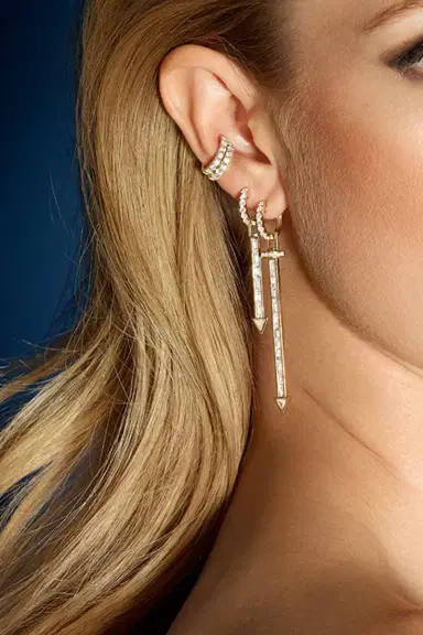 Robinson Pelham Midi Diamond Hoop Earrings | Thumbnail 2