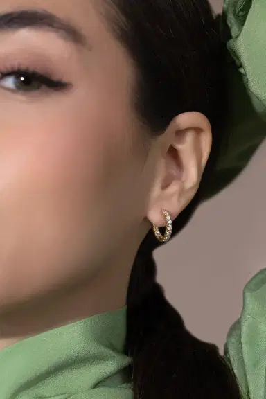 Robinson Pelham Midi Diamond Hoop Earrings | Thumbnail 3