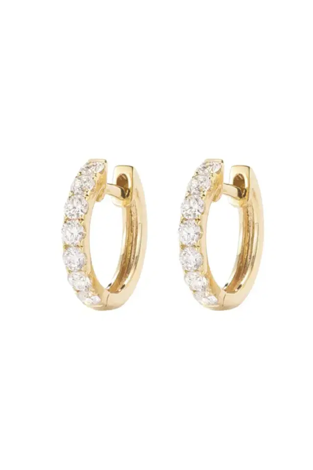 Robinson Pelham Midi Diamond Hoop Earrings - Yellow Gold