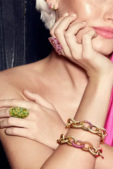 Robinson Pelham Midi Pink Sapphire Diamond Hoop Earrings | Thumbnail 2 Robinson Pelham Midi Pink Sapphire Diamond Hoop Earrings | Thumbnail 2