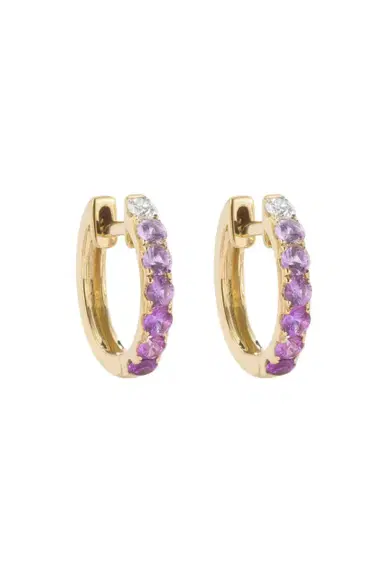 Robinson Pelham Midi Pink Sapphire Diamond Hoop Earrings | Thumbnail 1 Robinson Pelham Midi Pink Sapphire Diamond Hoop Earrings | Thumbnail 1