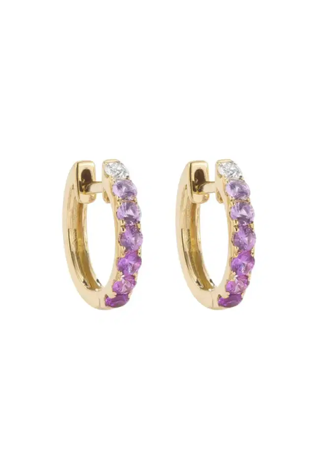 Robinson Pelham Midi Pink Sapphire Diamond Hoop Earrings