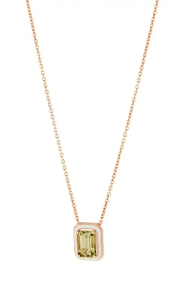 Selim Mouzannar Mina White Enamel Green Tourmaline Necklace