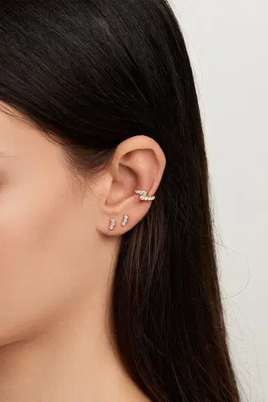 Melissa Kaye Mini Aria Diamond Triplet Stud Earring | Thumbnail 2