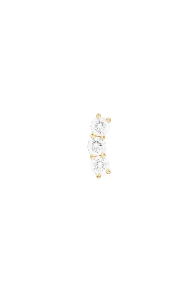 Melissa Kaye Mini Aria Diamond Triplet Stud Earring - Yellow Gold