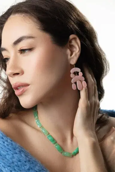 TEN THOUSAND THINGS Mini Cut Stone Pink Opal Chandelier Earrings | Thumbnail 3