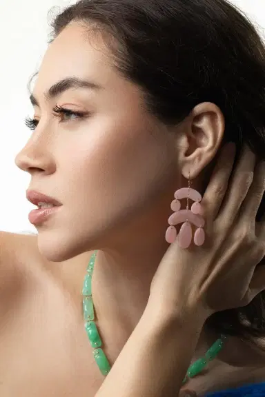 TEN THOUSAND THINGS Mini Cut Stone Pink Opal Chandelier Earrings | Thumbnail 4