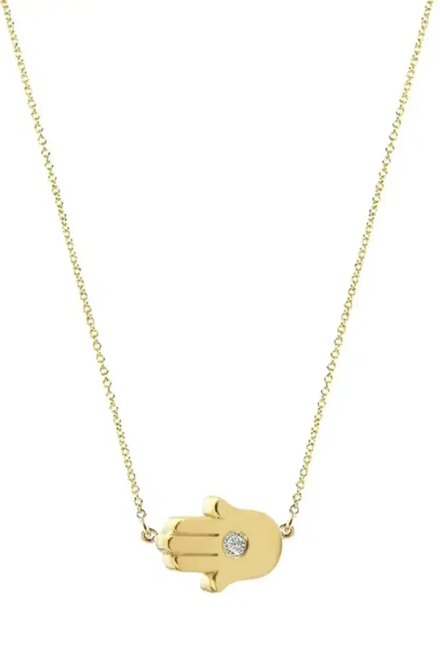 Jennifer Meyer Mini Diamond Hamsa Necklace
