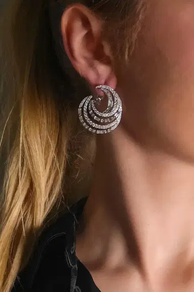 ANDREOLI Mixed Diamond Swirl Earrings | Thumbnail 2