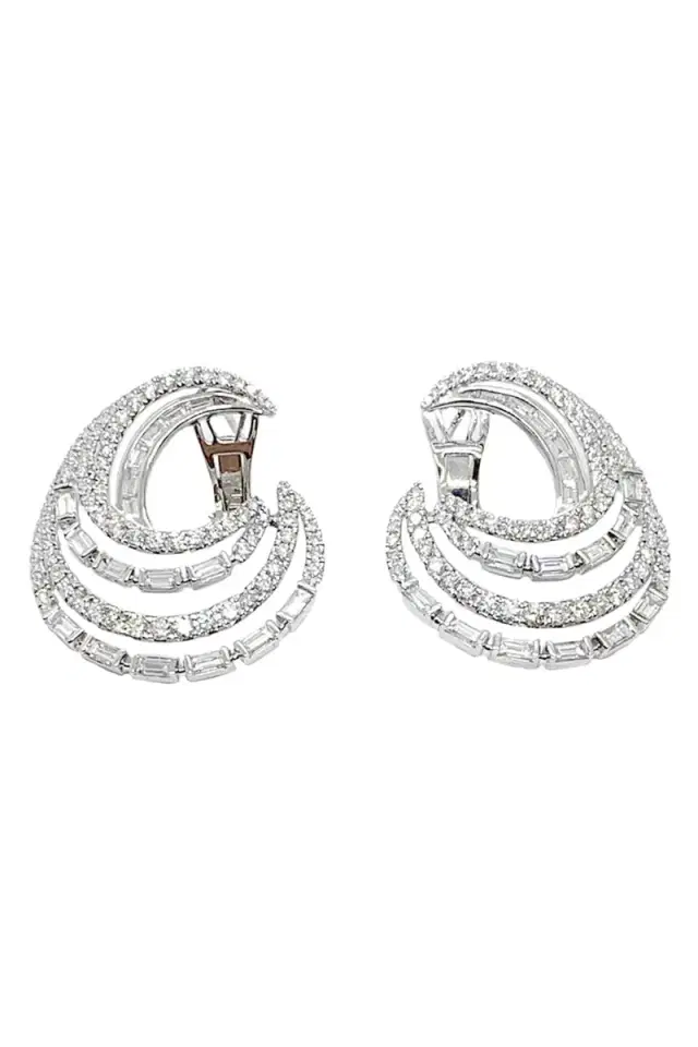 ANDREOLI Mixed Diamond Swirl Earrings