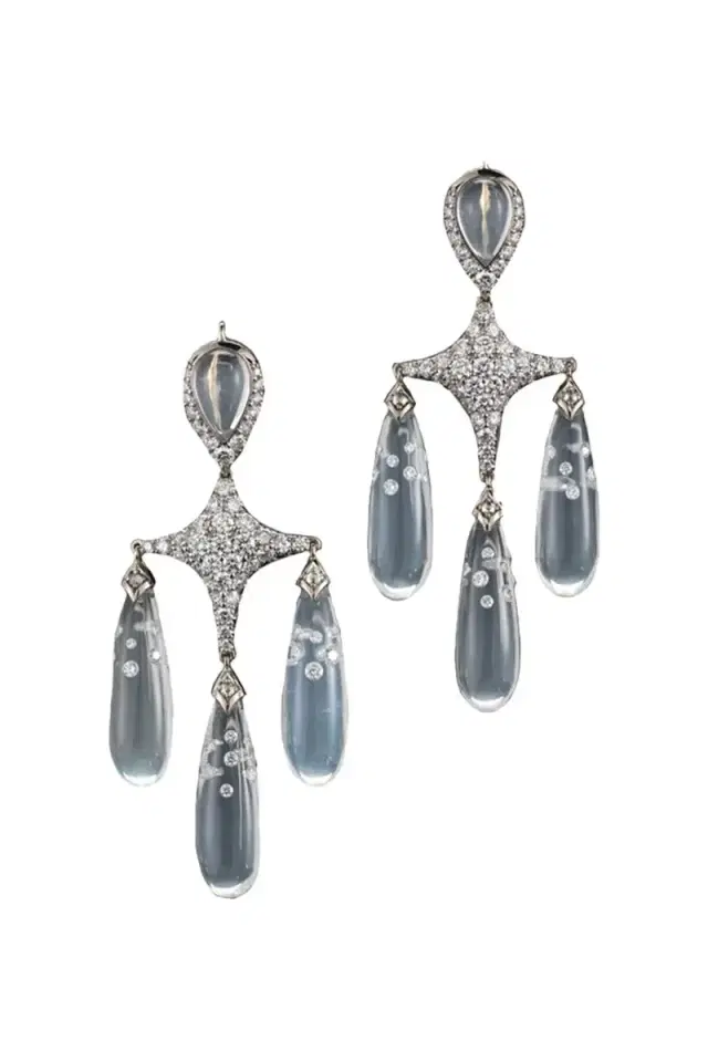 Fred Leighton Moonstone Diamond Chandelier Earrings