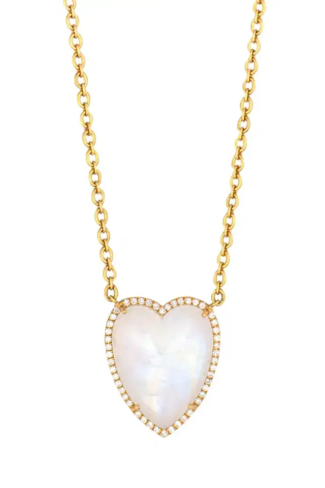 IRENE NEUWIRTH JEWELRY Moonstone Diamond Heart Necklace