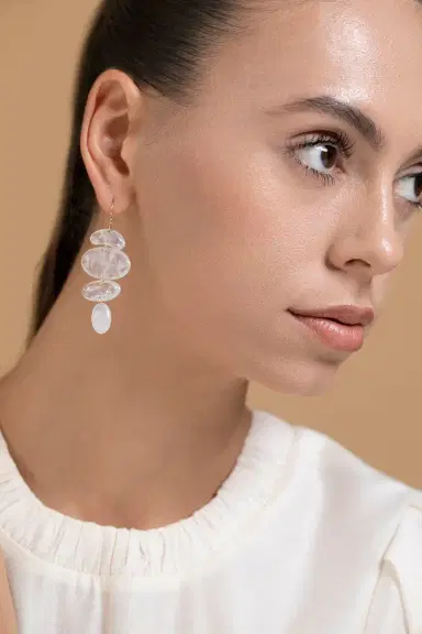 TEN THOUSAND THINGS Moonstone Oval Totem Earrings | Thumbnail 2