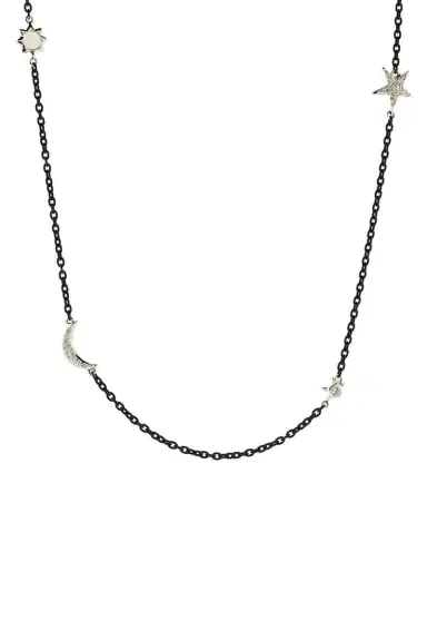 MONICA RICH KOSANN Moonstone Sun Moon Star Wrap Necklace | Thumbnail 1 MONICA RICH KOSANN Moonstone Sun Moon Star Wrap Necklace | Thumbnail 1