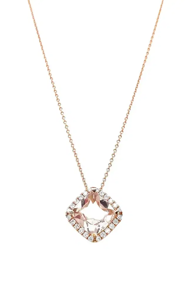 LISA NIK Morganite Diamond Pendant Necklace