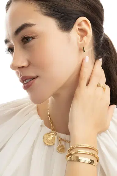 Azlee Mosaic Hoop Earrings | Thumbnail 3