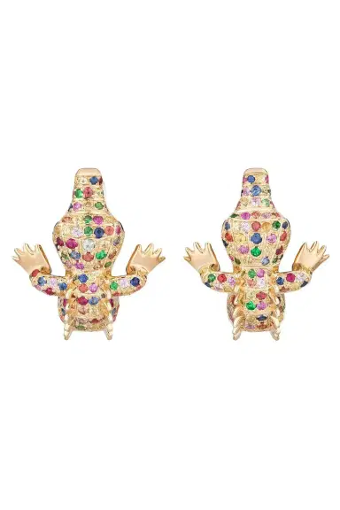 GOSHWARA Multi Sapphire Onyx Crocodile Ark Earrings | Thumbnail 1 GOSHWARA Multi Sapphire Onyx Crocodile Ark Earrings | Thumbnail 1