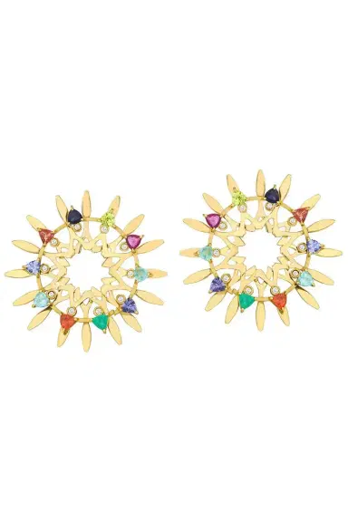 CAROL KAUFFMANN Multi Stone Large Mandala Hoop Earrings | Thumbnail 1 CAROL KAUFFMANN Multi Stone Large Mandala Hoop Earrings | Thumbnail 1