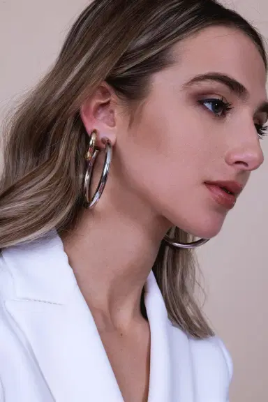 Jennifer Fisher Natasha Hoop Earrings - Silver - 2in | Thumbnail 3