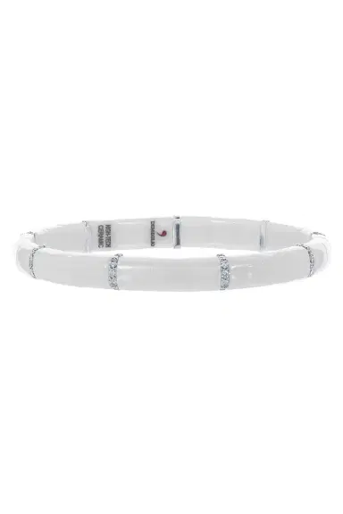 ROBERTO DEMEGLIO Nine Diamond Gold White Ceramic Pura Stretch Bracelet | Thumbnail 1