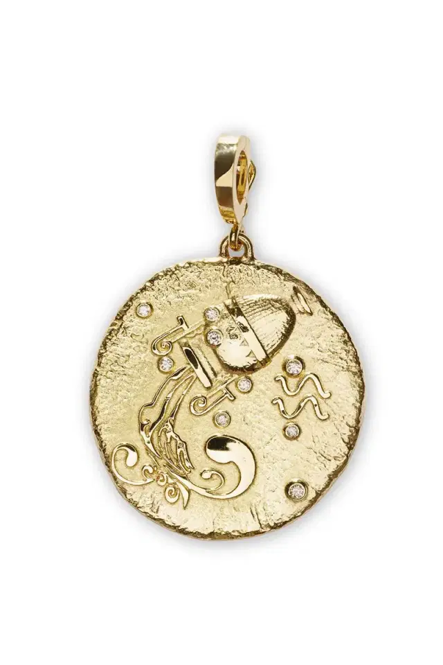 Azlee Of The Stars Aquarius Large Coin Pendant