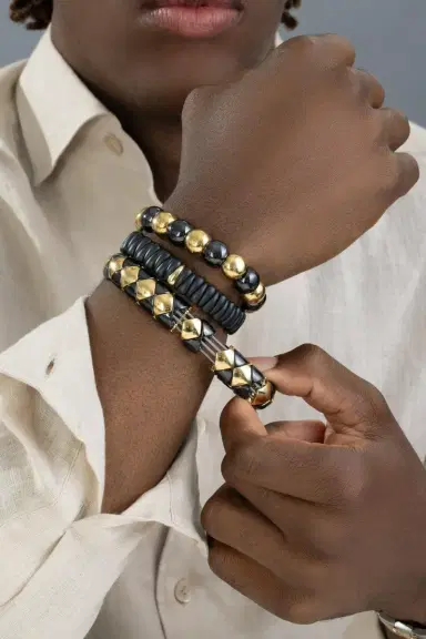 ROBERTO DEMEGLIO One Link Matte Black Artiglio Stretch Bracelet | Thumbnail 4