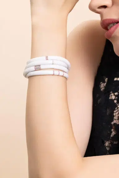 ROBERTO DEMEGLIO One Pink Sapphire Matte White Stretch Bracelet | Thumbnail 2
