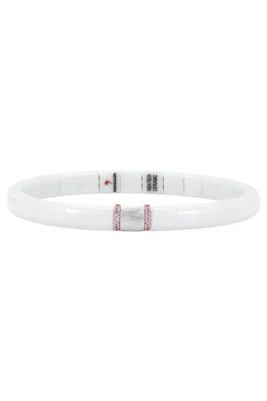 ROBERTO DEMEGLIO One Pink Sapphire Matte White Stretch Bracelet | Thumbnail 1