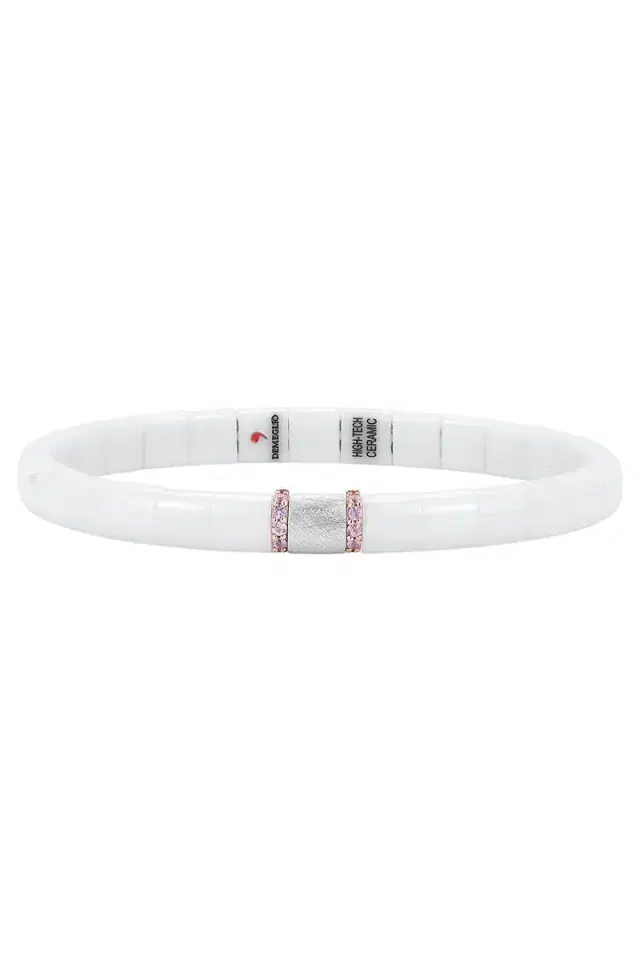 ROBERTO DEMEGLIO One Pink Sapphire Matte White Stretch Bracelet