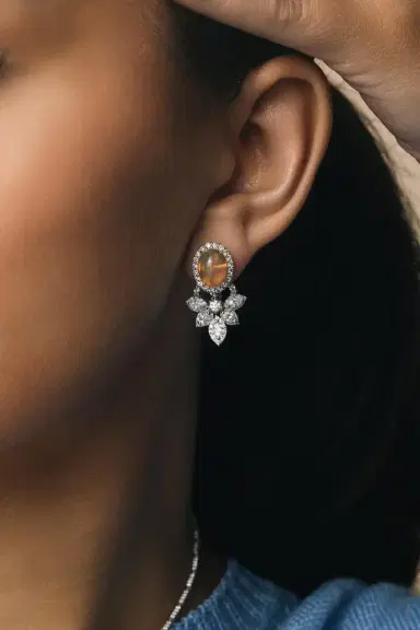 YEPREM Opal and Diamond Earrings | Thumbnail 4 YEPREM Opal and Diamond Earrings | Thumbnail 4