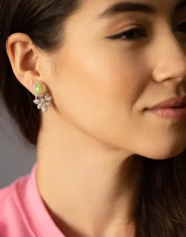 YEPREM Opal and Diamond Earrings | Thumbnail 5 YEPREM Opal and Diamond Earrings | Thumbnail 5