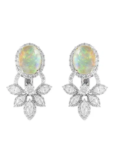 YEPREM Opal and Diamond Earrings | Thumbnail 1 YEPREM Opal and Diamond Earrings | Thumbnail 1