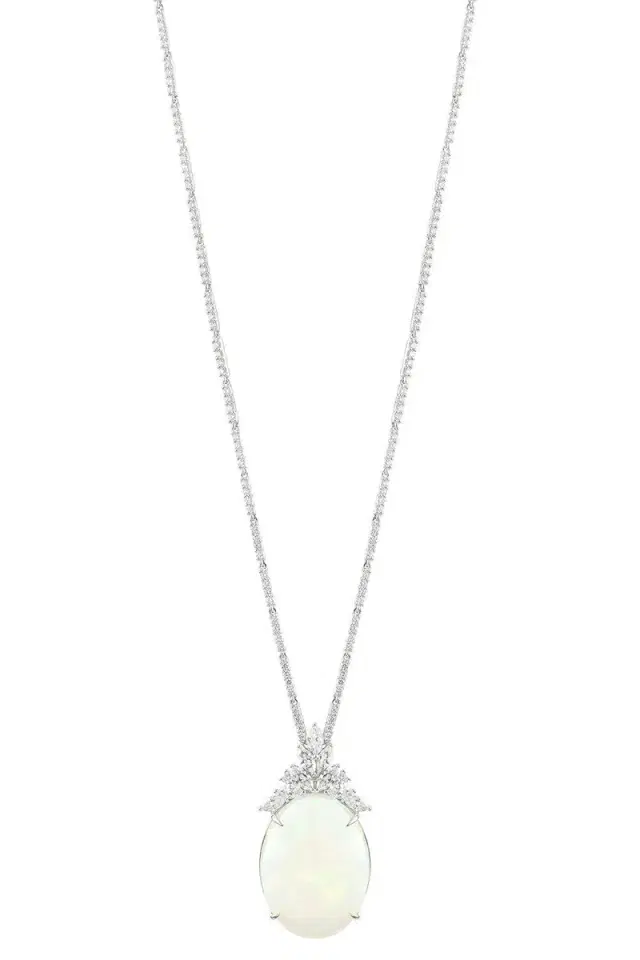 YEPREM Opal Diamond Pendant Reign Necklace