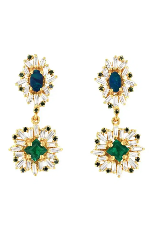 Opal Emerald Mini Drop Earrings