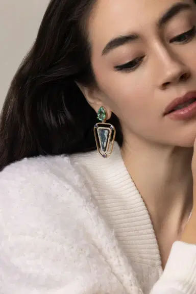 DENISE CASSOU Opal Tourmaline Earrings | Thumbnail 3 DENISE CASSOU Opal Tourmaline Earrings | Thumbnail 3