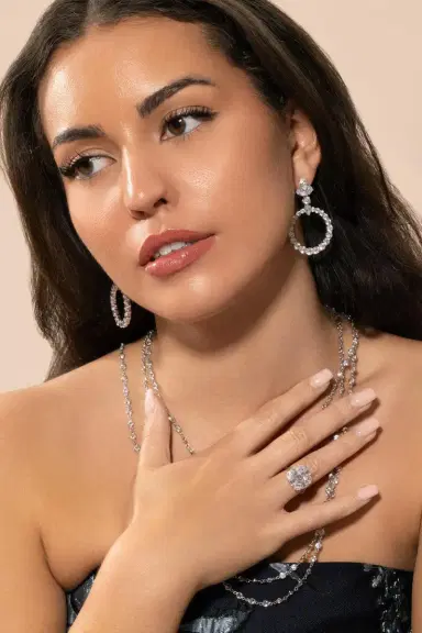 FANTASIA by DESERIO Open Circle Drop Earrings | Thumbnail 2