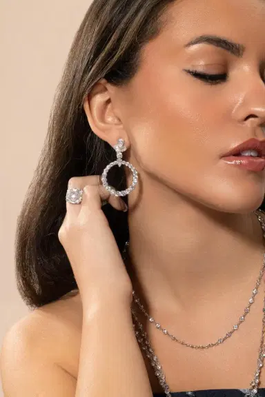 FANTASIA by DESERIO Open Circle Drop Earrings | Thumbnail 3