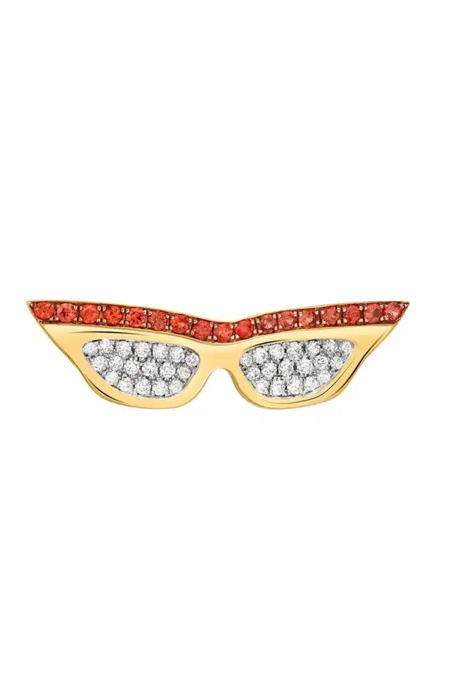 EDINA KISS Orange Sapphire Diamond Small Sunglasses Pendant