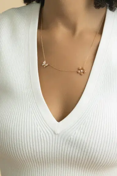 LISA NIK Orange Sapphire Flower Butterfly Necklace | Thumbnail 2 LISA NIK Orange Sapphire Flower Butterfly Necklace | Thumbnail 2