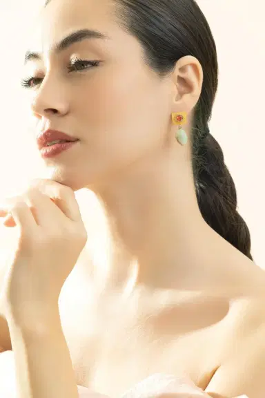 Coomi Orange Sapphire Opal Earrings | Thumbnail 2 Coomi Orange Sapphire Opal Earrings | Thumbnail 2