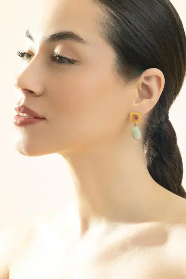 Coomi Orange Sapphire Opal Earrings | Thumbnail 3 Coomi Orange Sapphire Opal Earrings | Thumbnail 3