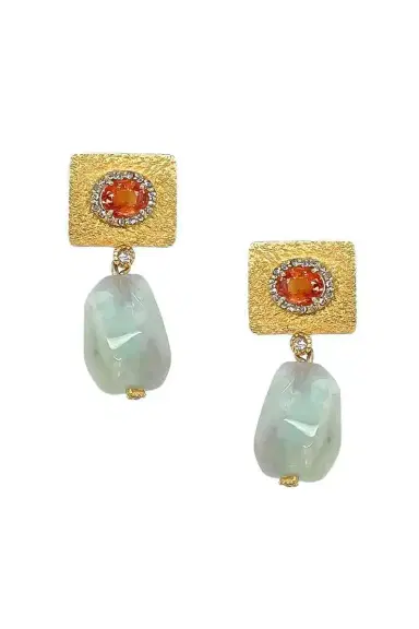 Coomi Orange Sapphire Opal Earrings | Thumbnail 1 Coomi Orange Sapphire Opal Earrings | Thumbnail 1