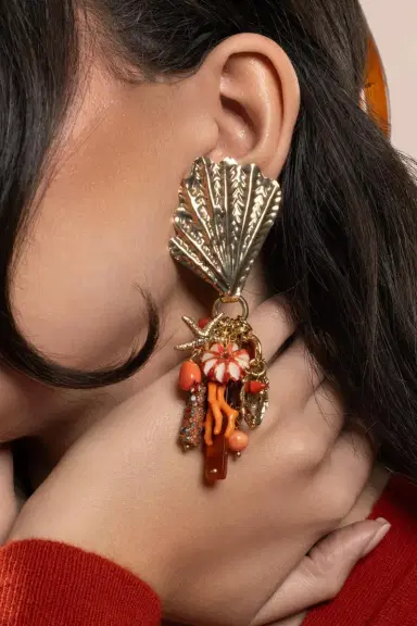 Gas Bijoux Orange Shellita Beach Charm Earrings | Thumbnail 3