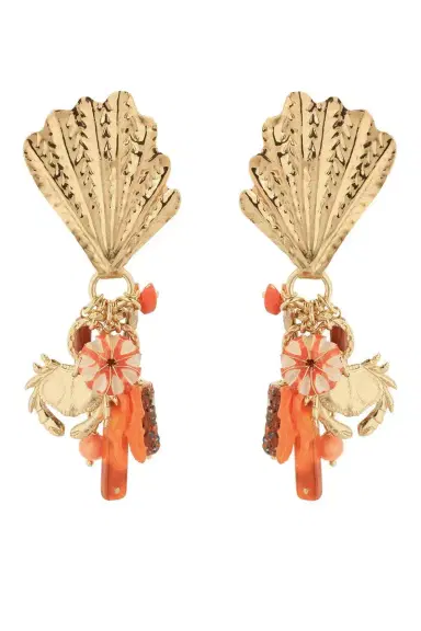 Gas Bijoux Orange Shellita Beach Charm Earrings | Thumbnail 1
