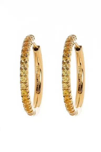 LISA NIK Orange Yellow Ombre Sapphire Hoop Earrings | Thumbnail 1 LISA NIK Orange Yellow Ombre Sapphire Hoop Earrings | Thumbnail 1